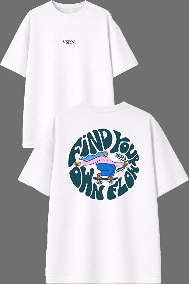 Find Your Design Front and Back Printed White Oversize T-Shirt