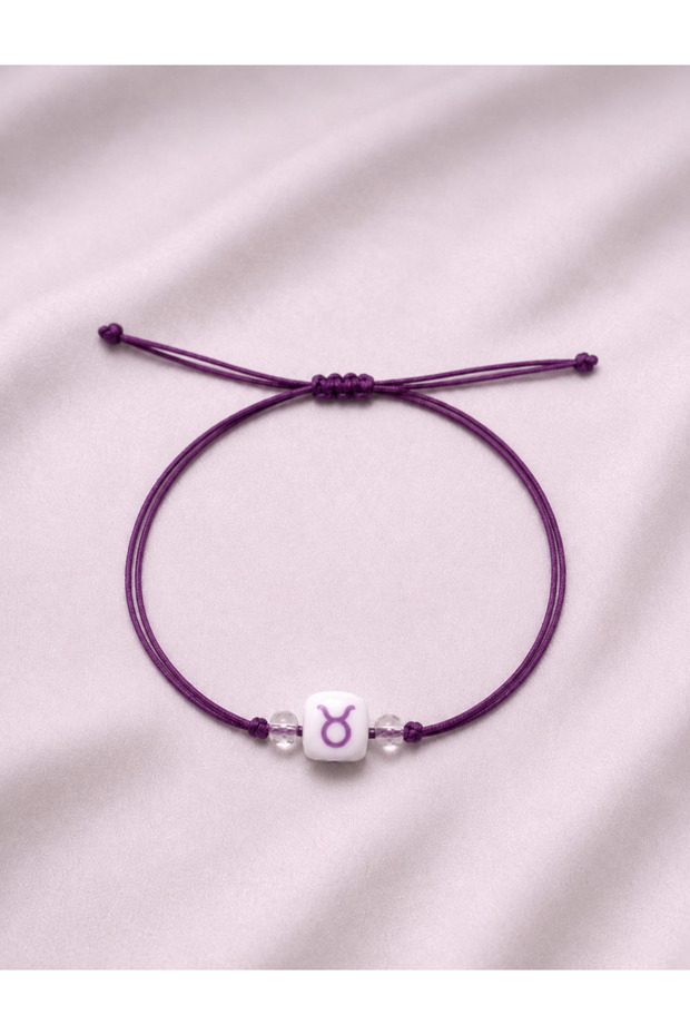Taurus Purple Rope Adjustable Minimal Bracelet