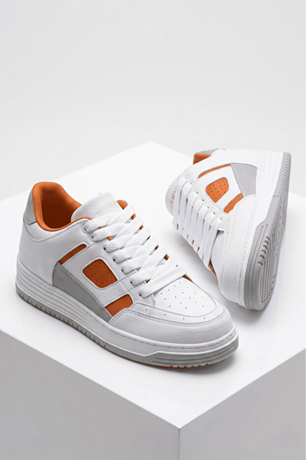 Zrc2410 High Quality High Sole Men's Sneaker White Orange