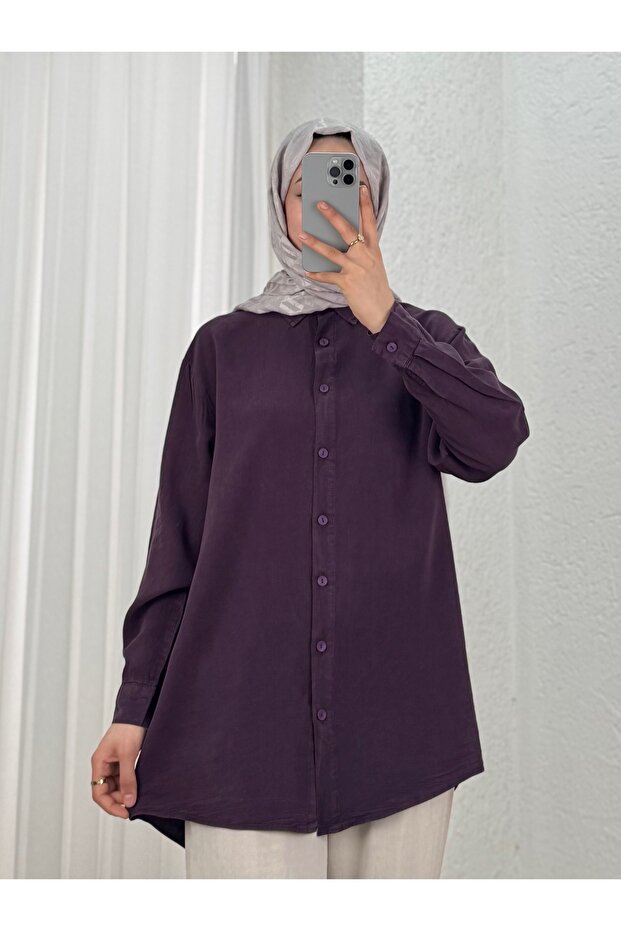 Sima Short Front Long Back Shirt-Ma3011 Plum
