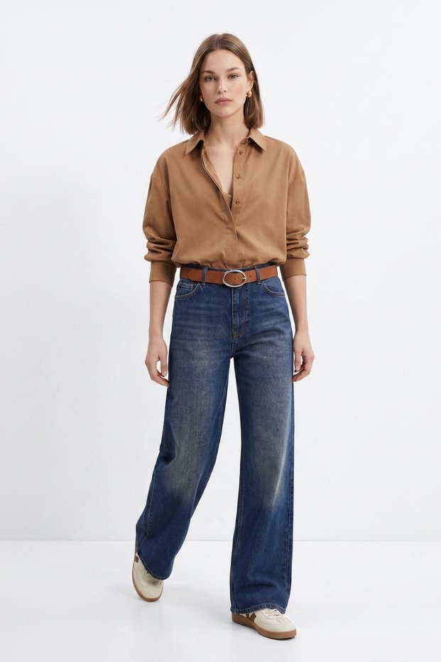 Tint Brown Palazzo Jeans with Side Pockets 3079-1