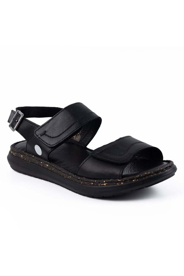 2745 Genuine Leather Daily Women's Sandals-Black