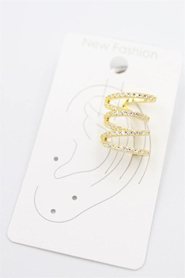 Stoned Cartilage Earrings - Gold