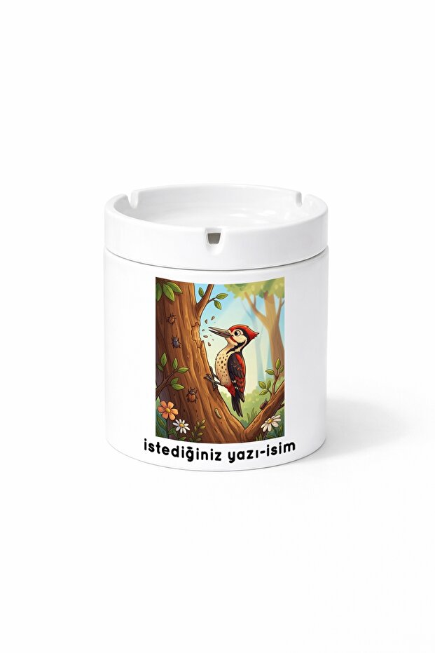 Animal Woodpecker Bird Double-Sided Printed Ash Tray Ashtray Gift