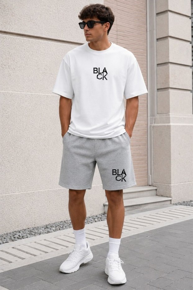 Unisex Women Men Summer Shorts T-Shirt Set Relaxed Fit Combination