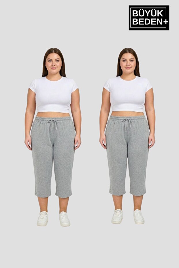 Plus Size Women's Double Set Capri Shorts Comfortable Fit 3Xl-6Xl Spr26Bsrk591+2