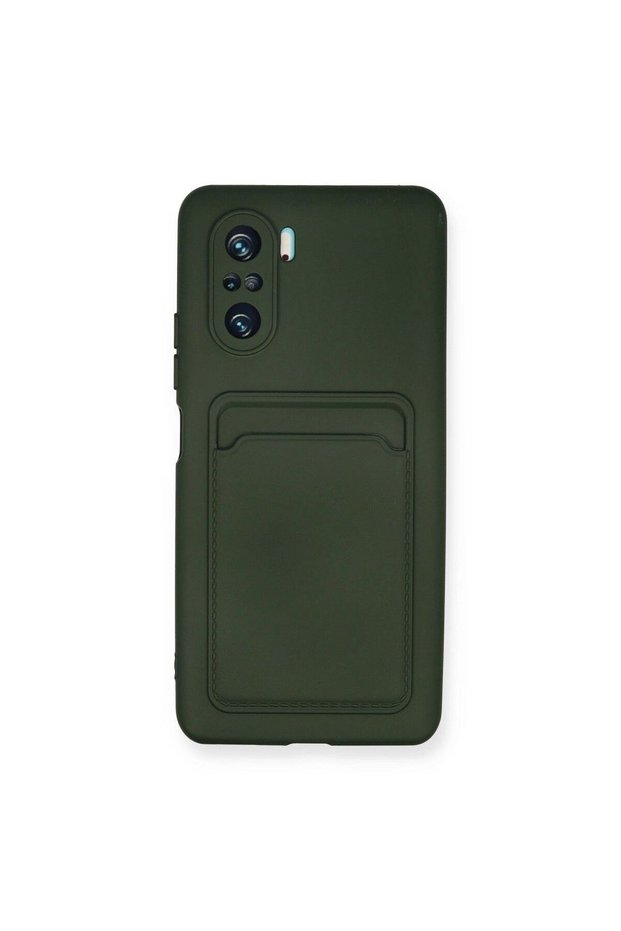 Glb-Stl41414 Mi 11I Case Silicone with Kelvin Business Card Holder - Dark Green