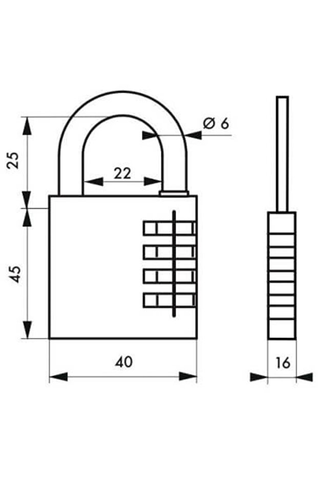 Lacăt de construcții, cu cod, Model RB, 40 mm - 3