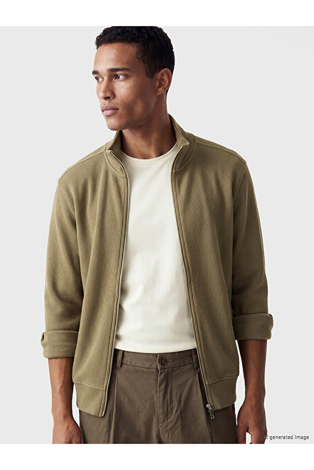 Trendlucky Men's Zippered Sweatshirt with Stand Collar