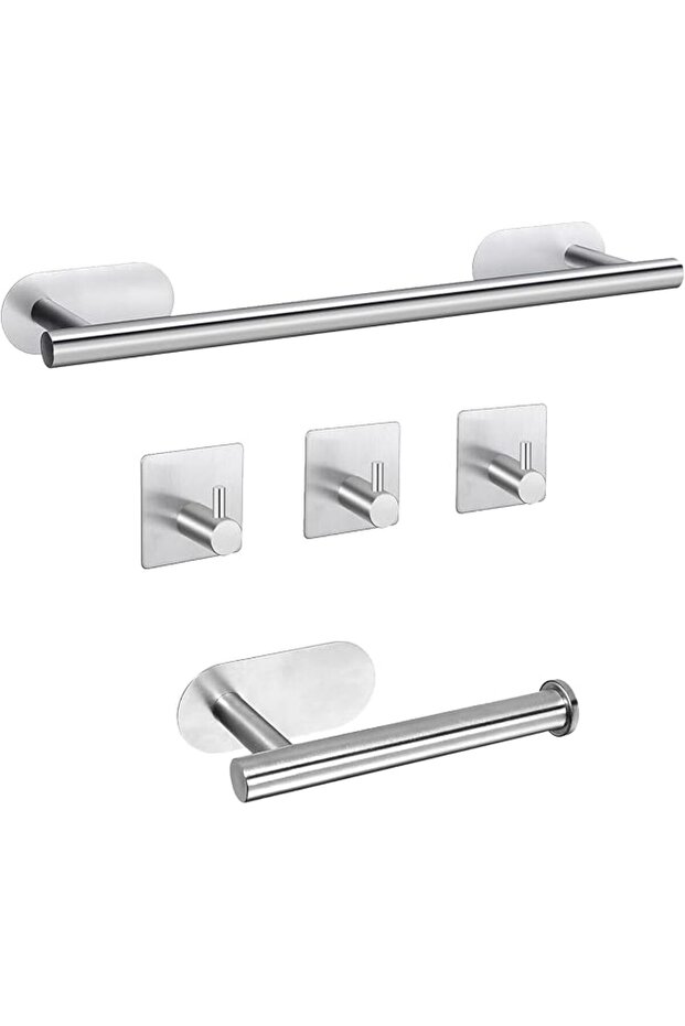 Adhesive Towel Bar 5 Pcs Self Adhesive Bathroom Hardware Accessory Kit