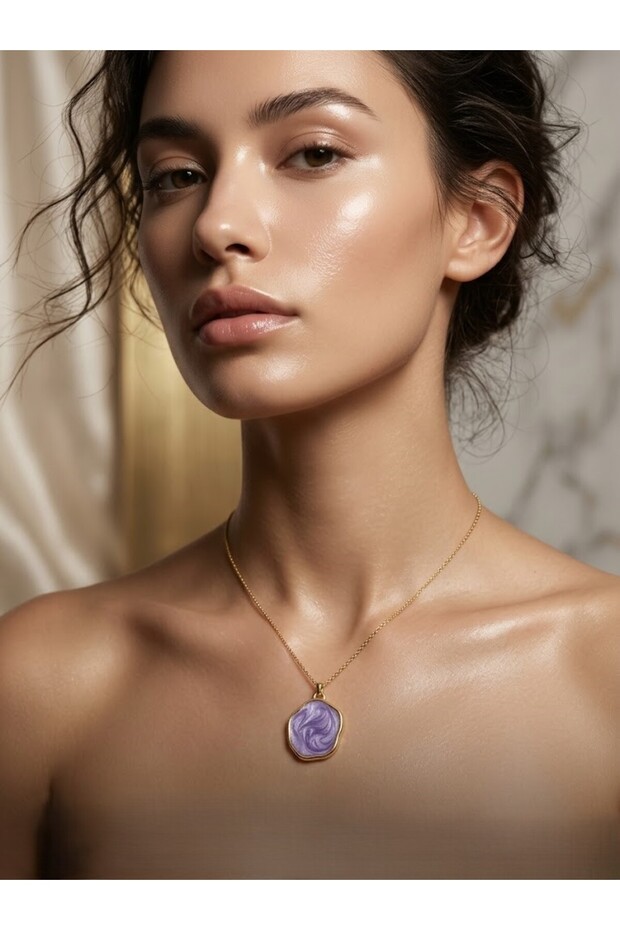 Women's Asymmetrical Shaped Adjustable Enamel Necklace - Special Design Organic Shape