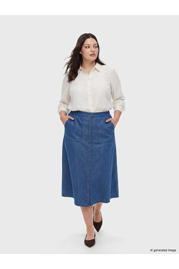 Esvab • Modern & Distinctive Jean Skirt with Drawstring Waist and Pockets