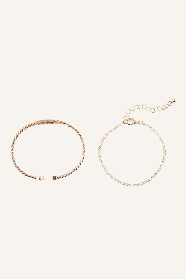 Women's Set of 2 Yellow Metal Bracelets H3586Axns