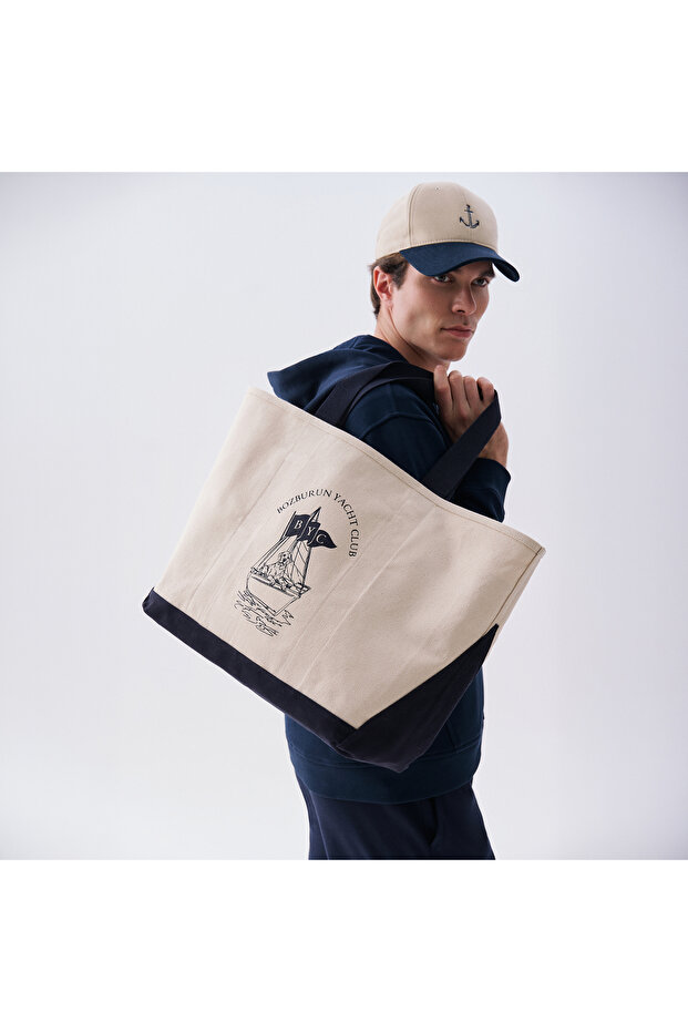 X Bozburun Yc Men's Ecru Canvas Tote Handbag