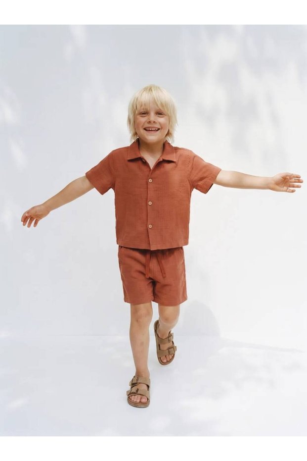 Laciel Paris Tile Muslin Kids Shirt Shorts Set