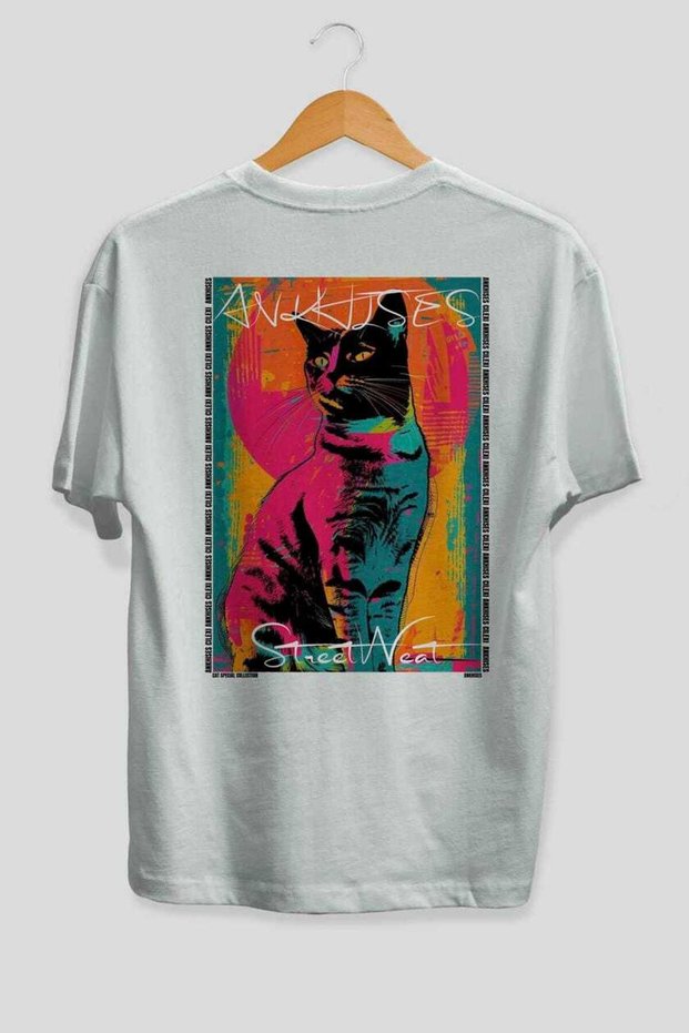 For the Love of Cats 72 Cats Printed White Oversize T-Shirt 100% Cotton Unisex Cat Lover Premium Design