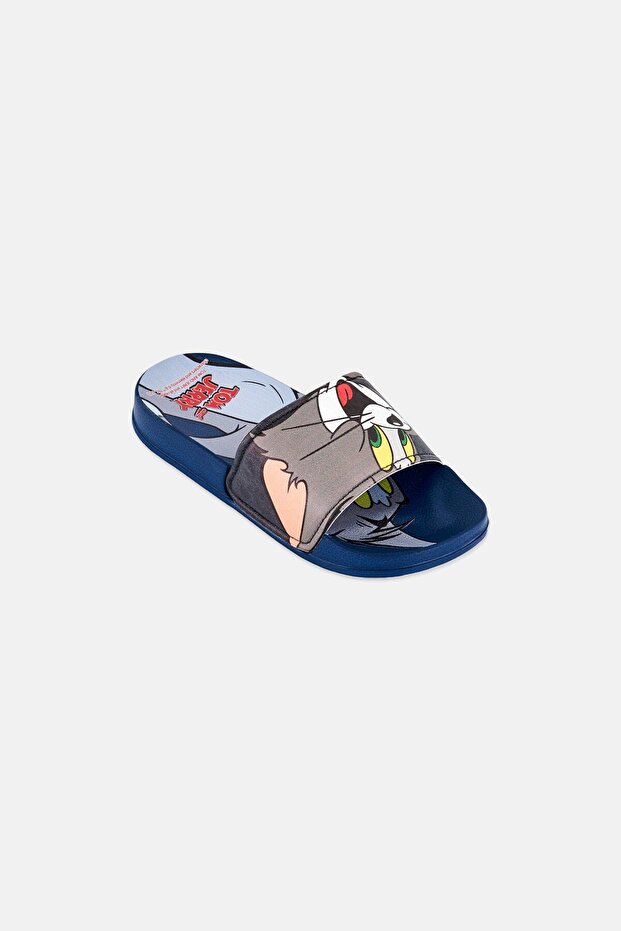 Kids Boy Tom-Jerry Slip on Slides, Navy