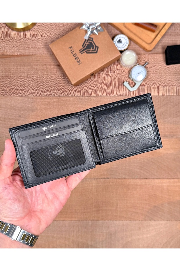 Genuine Leather Men's Wallet with Coin Compartment and Double Money Compartment 2147
