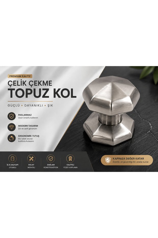 Çelik Kapı Çekme Kol Topuz Tokmak