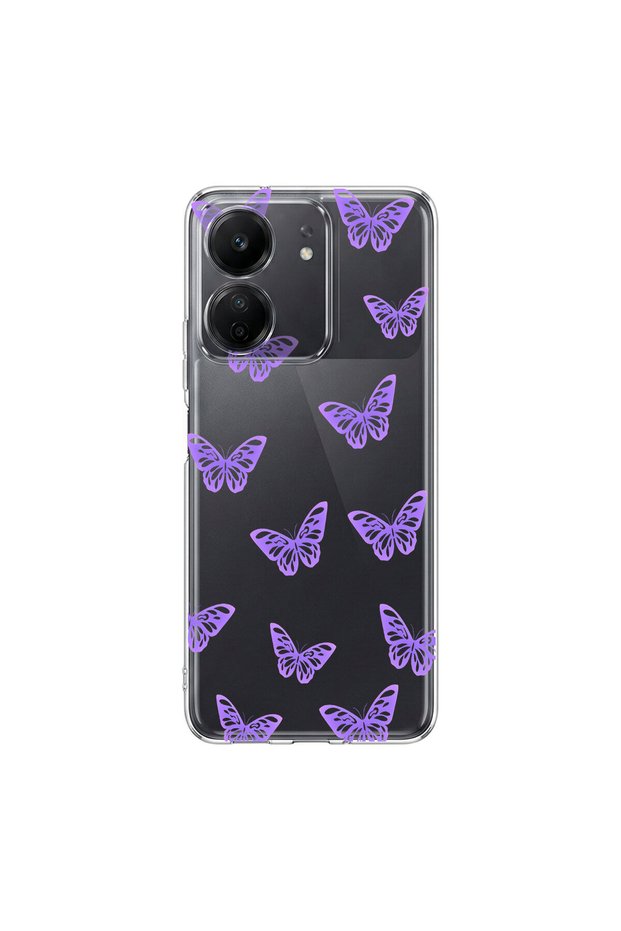 Poco C65 Compatible Butterfly 5 Design Transparent Case