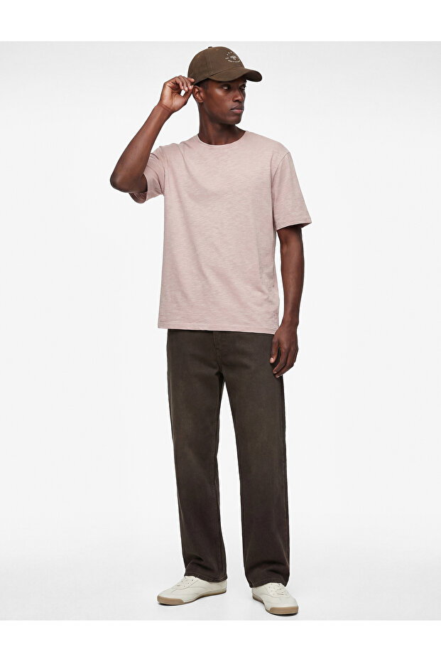 Cotton Short Sleeve Crew Neck Basic Oversize T-Shirt