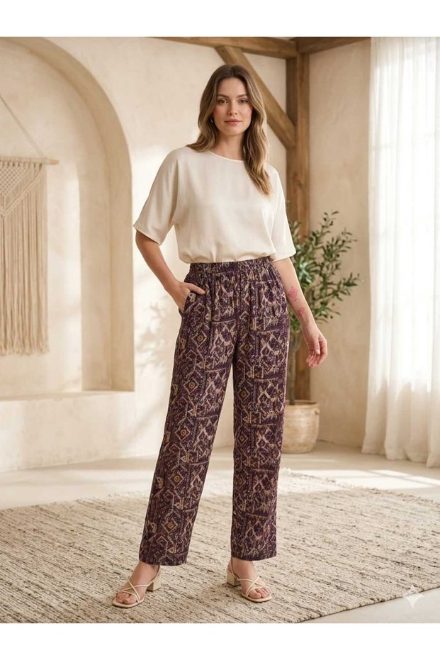 Women's Patterned Comfortable Pants Purple