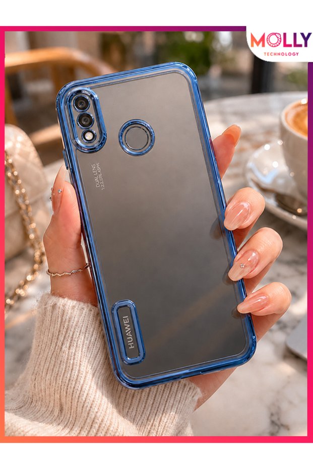 Lou Laser Transparent Silicone Case with Metallic Sierra Blue Lens Protector for Huawei P20 Lite