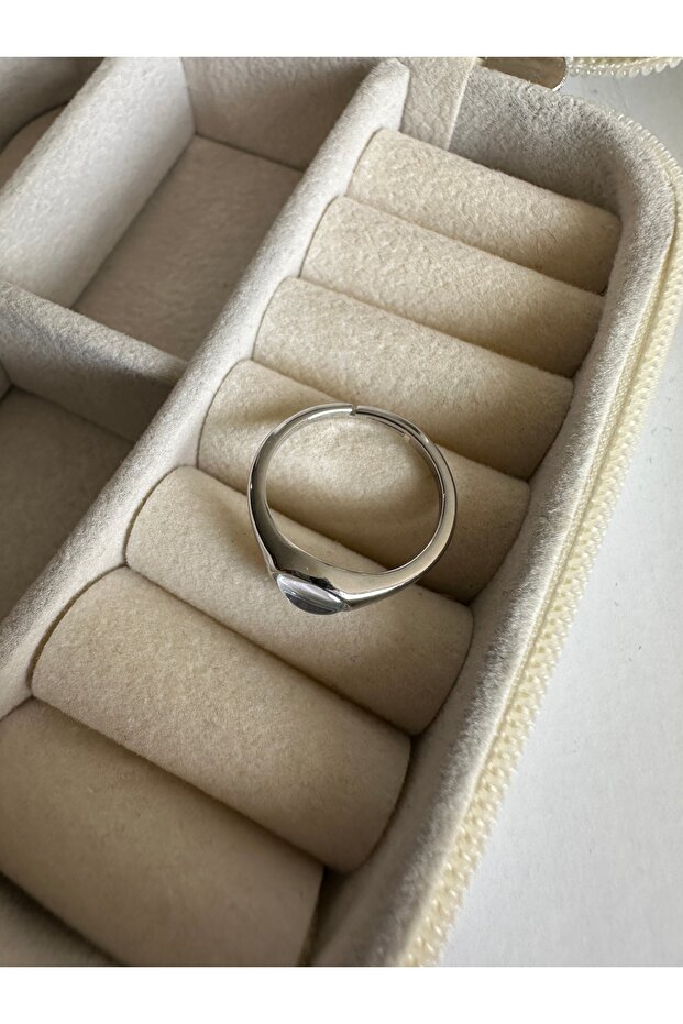 Silver Colored Pearlescent Pinky Ring - 3