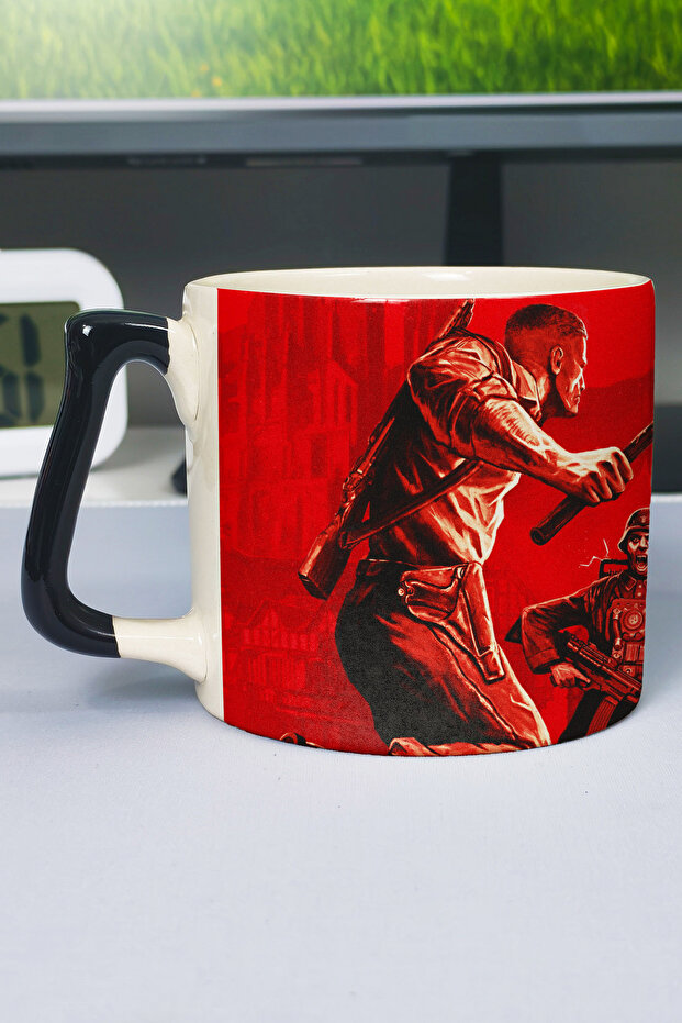 Wolfenstein Printed Ceramic Luxury Mug (1 Piece) Special Black Handle Wave Handle V5D
