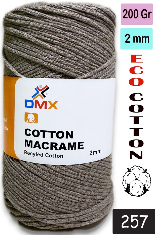 Dmx 2 Mm-Premium Cotton Cotton Macrame Rope-Cotton Chain Macrame Bag Rope -257
