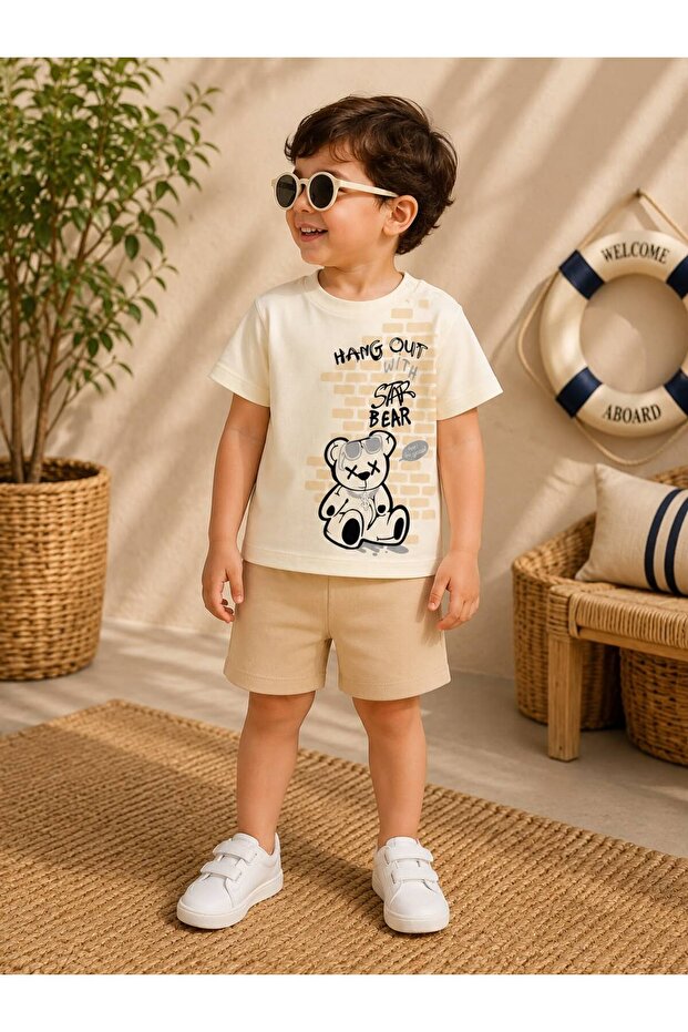 Teddy Bear Printed Summer Shorts Baby Set 0-24 Months