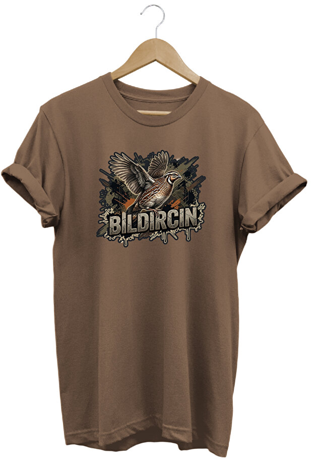 Quail Graphic Printed Crew Neck Cotton Hunter Nature T-Shirt