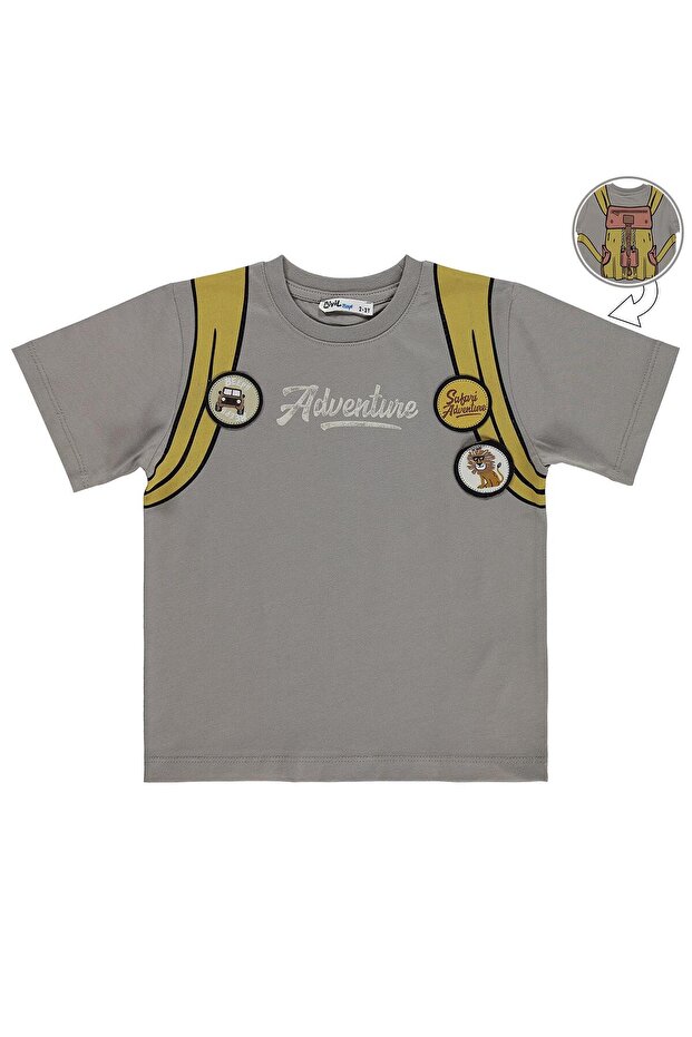 Bag Printed T-Shirt for 2-5 Years Old - Gray
