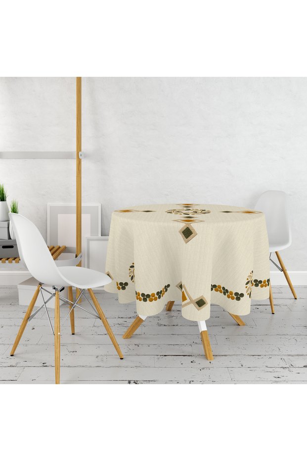 Punch Pattern Printed Round Tablecloth