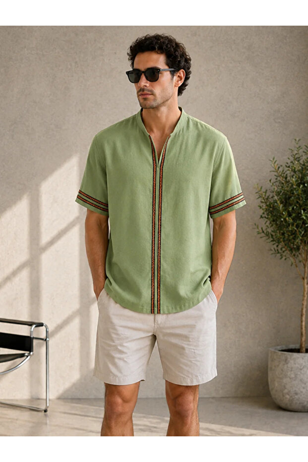Oversize Cotton Linen Khaki Bohemian Tshirt