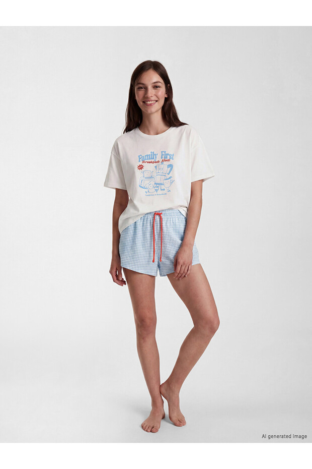 Esvab • Modern & Distinctive Zero Roba Collar Printed Women's Shorts Pajama Set