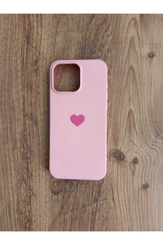 iPhone 15 Pro Max Heart Printed Velvet Inside Silicone Phone Case (Pink)