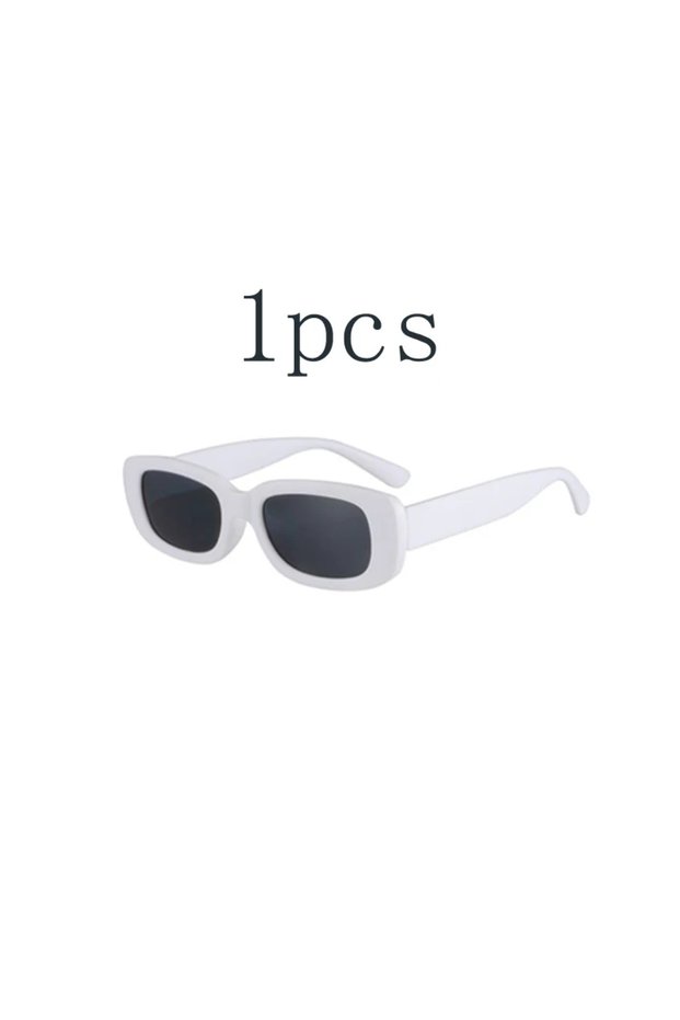 1pcs white Sunglasses Classic Retro Square Glasses Women Brand Vintage Travel Small Rectangle Sun Gl
