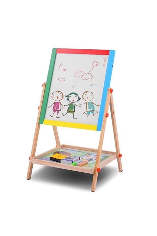لوح رسم للأطفال ذو وجهين مغناطيسيين، حامل رسم قابل للرفع، سبورة صغيرة للأطفال، لوح كتابة من الخشب الصلب