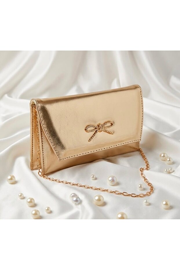 Envelope Style Double-Compartment Magnetic Closure Chain Strap Women's Hand and Shoulder Bag - Portfolio & Clutch (21Cm*13Cm)