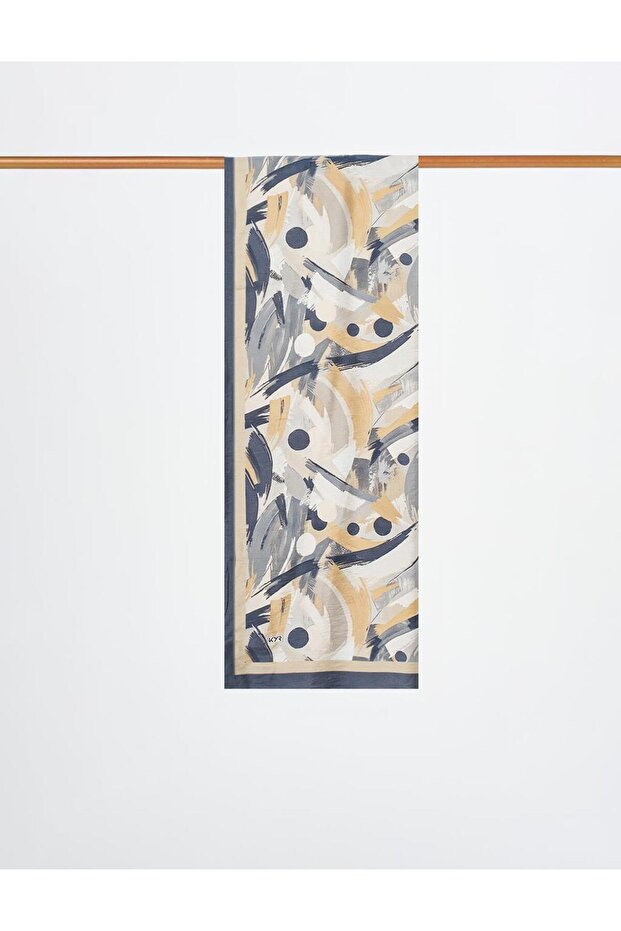 Abstract Brush Pattern Shawl Black - 1