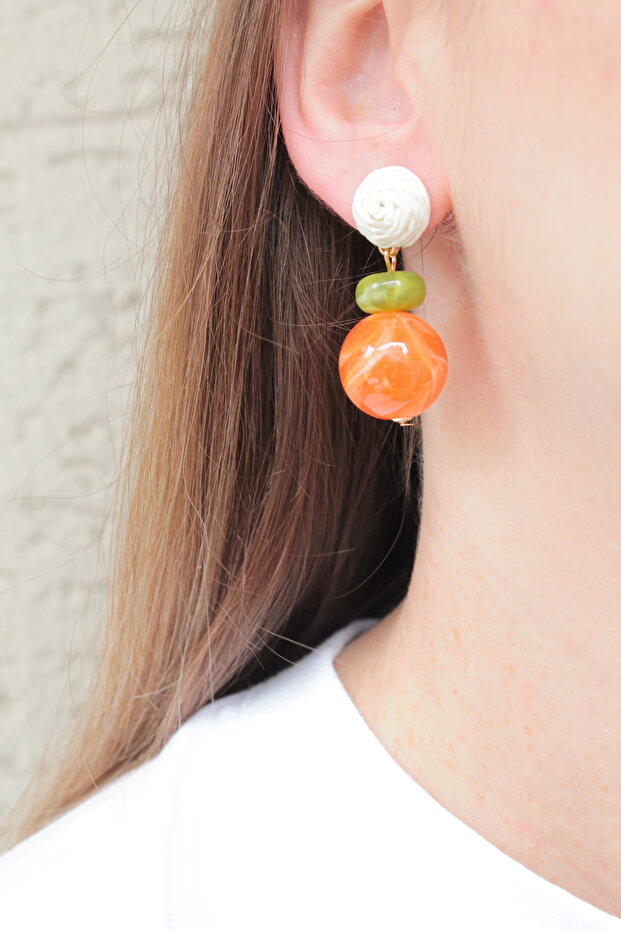 Colorful Beaded Straw Earrings
