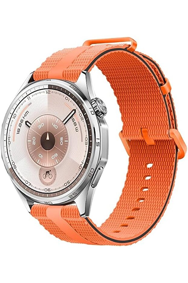22mm Striped Silicone Strap Compatible with Huawei GT Series 46mm, Soft, Adjustable and Durable