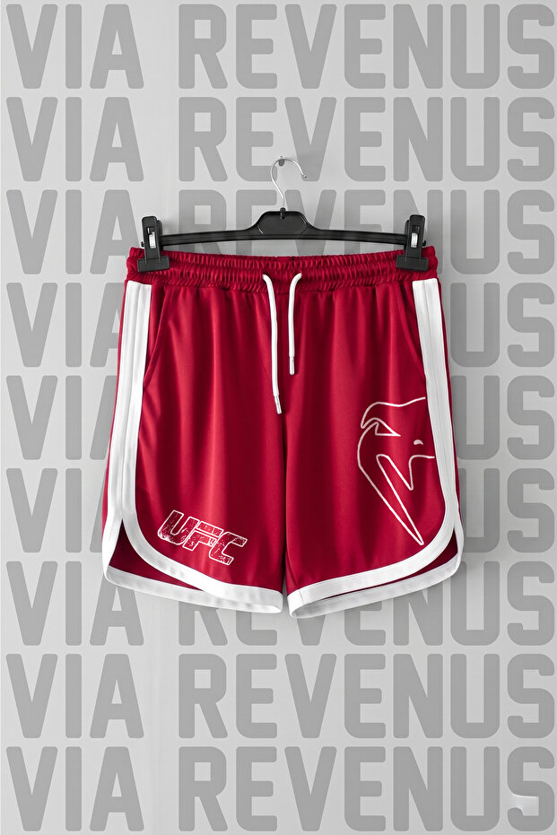 Ufc Printed Special Jersey Training Shorts with Piping Detail