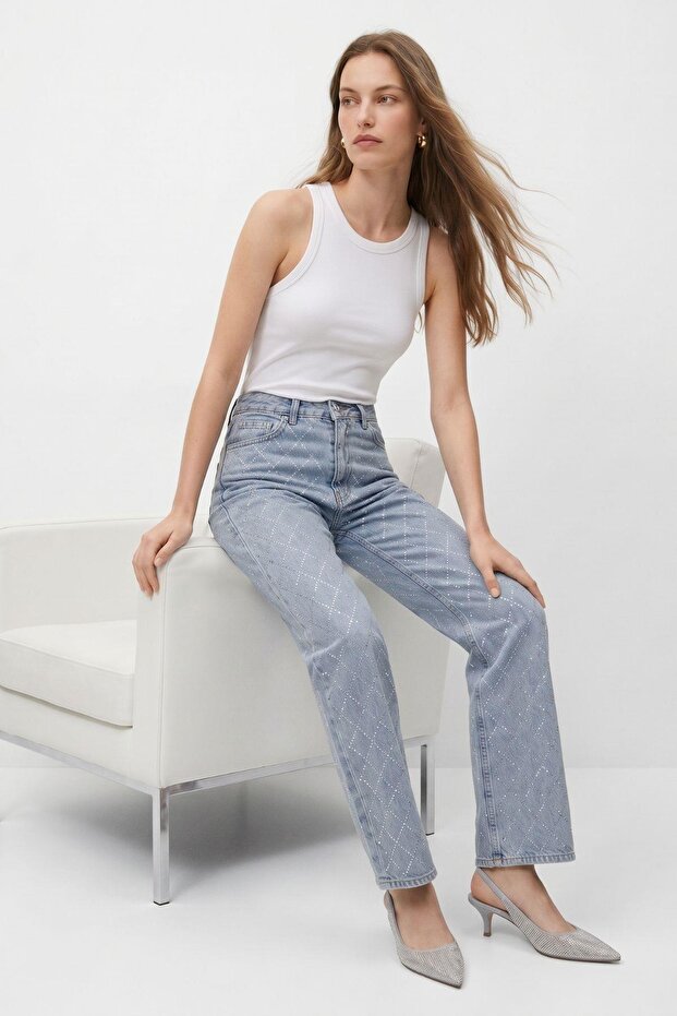 Ara Blue Stone Diamond Pattern Jean 4040 - 3