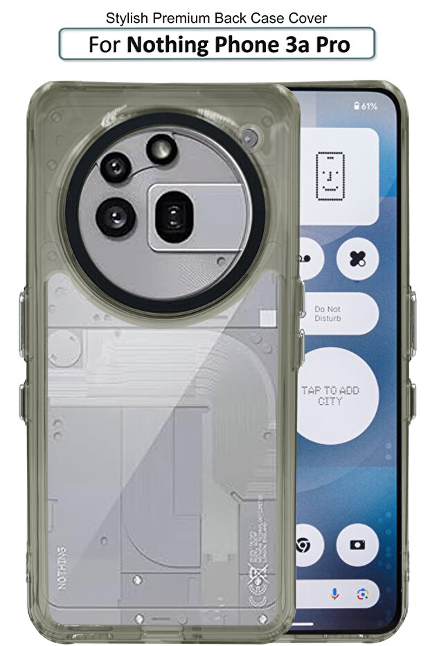 هاتف Nothing Phone 3a Pro 5G - غطاء حماية نصف شفاف بألوان متعددة - أسود
