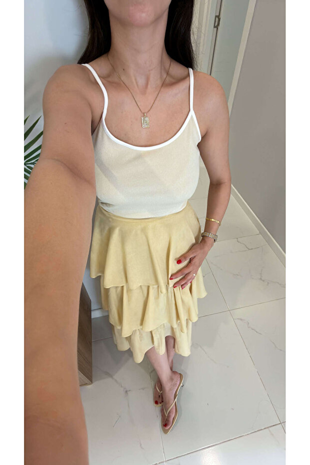 Dlvin Adre Stone Contrast Striped Strap Tank Top
