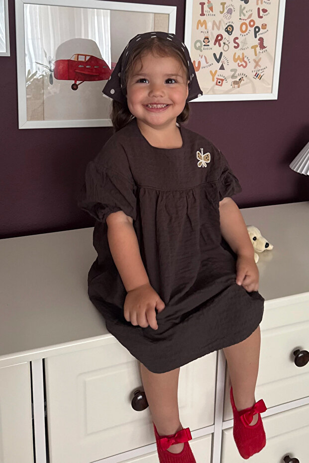 Embroidered Robe Dress Bitter Brown