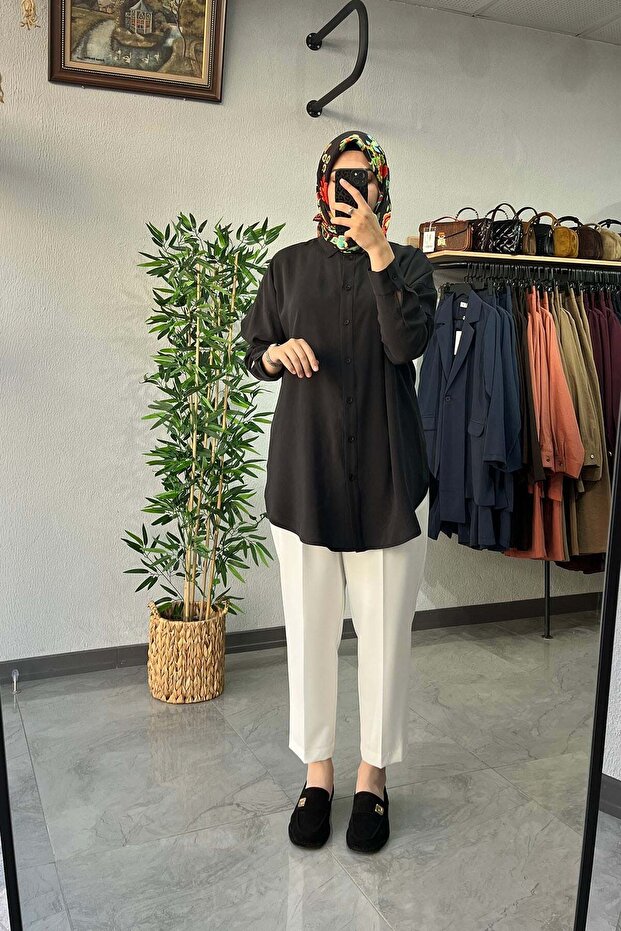Oversize Gömlek Siyah