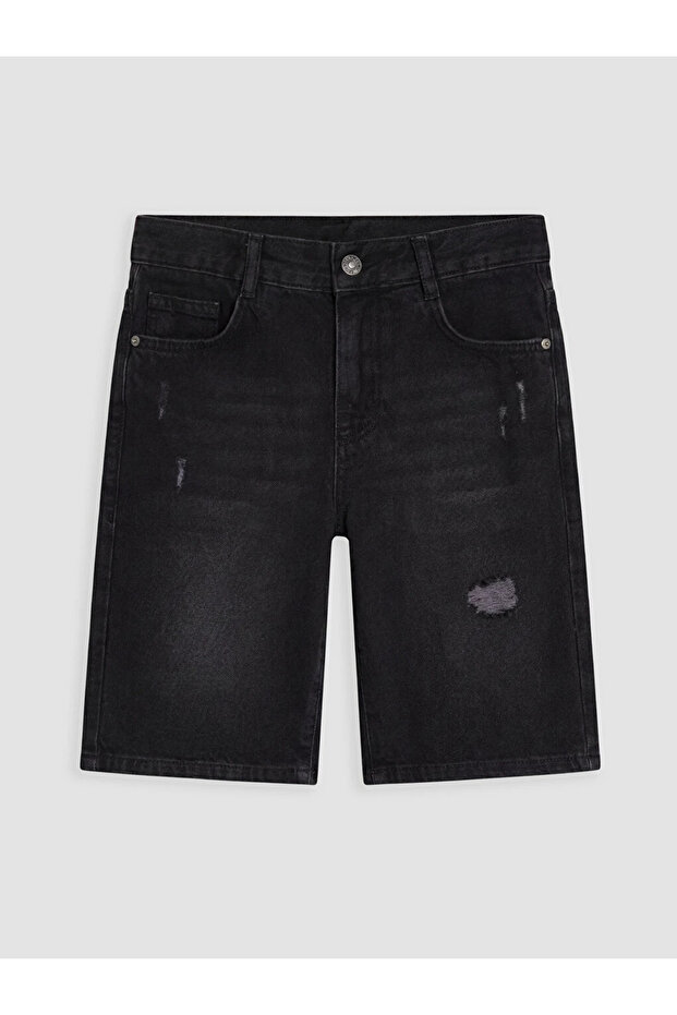 Black Ripped Detailed Boy's Jean Shorts